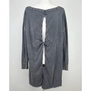 Free People We The Free Acid Wash Long Sleeve Twist Back Top Size Large